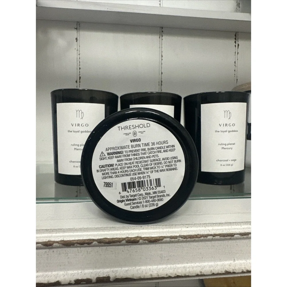 4‎ pk  Virgo Soy Wax Candle Loyal Goddess Ruling Planet Mercury Charcoal & Sage